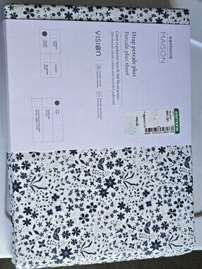 Simons White and Navy Floral Percale Sheet